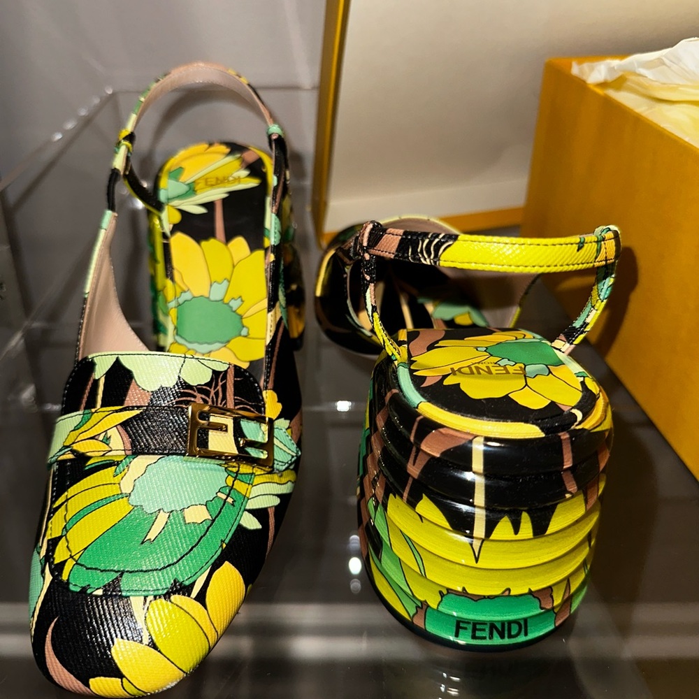 100% Authentic FENDI Slingback Animal Print Pumps